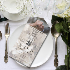 Eleganta vita krämrosor Blommig QR-kod Foto