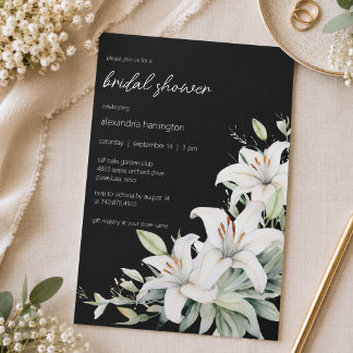Eleganta vita liljor bröllopsdusch inbjudningar