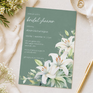 Eleganta vita liljor bröllopsdusch inbjudningar