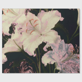 Eleganta vita liljor på svart bakgrund blommor presentpapper