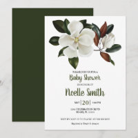 Eleganta vita magnoliablommor, baby shower