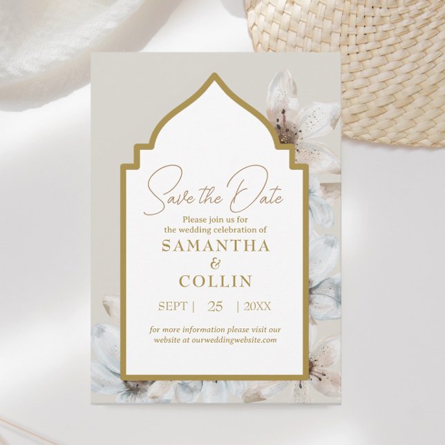 Eleganta vita magnoliablommor Save the Date Inbjudningar (Skapare uppladdad)