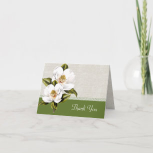 Eleganta vita magnolior bröllop tack kort