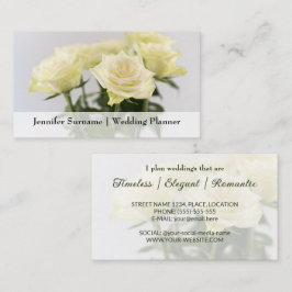 Eleganta vita rosenblommor Klassisk bröllopsplaner Visitkort