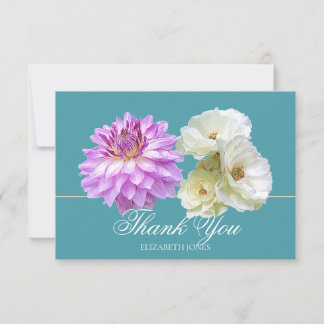 Eleganta vita rosor lila dahlia chic tackkort tack kort