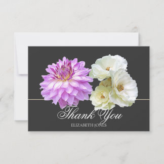 Eleganta vita rosor lila dahlia chic tackkort tack kort
