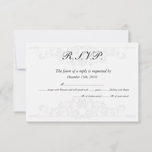 Eleganta vita/silver bröllop RSVP-kort Inbjudningar (Framsida)