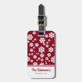 Eleganta vita snöflingor Nordiska mönster på mörkr Bagagebricka