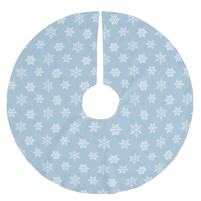Eleganta vita snöflingor på ljust blått julgransmatta borstad polyester (Framsidan)