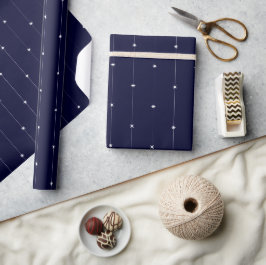 Eleganta vita stjärnor med ränder marinblå presentpapper