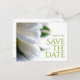 Eleganta vita tulpaner Save the Date Meddelande Vykort