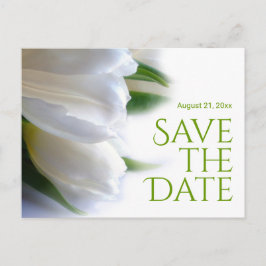 Eleganta vita tulpaner Save the Date Meddelande Vykort