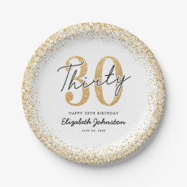 Eleganta vitguld 30-års födelsedagsfest tallrikar