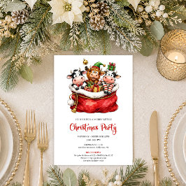 Eleganta Whimsical Djur Holiday Julfest Inbjudningar