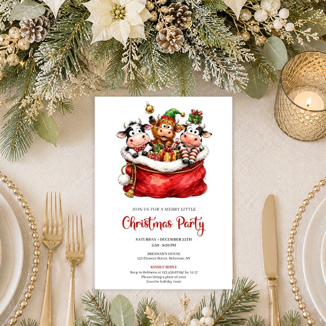 Eleganta Whimsical Djur Holiday Julfest  Inbjudningar (Elegant Whimsical Animals Holiday Christmas Party Invite

)