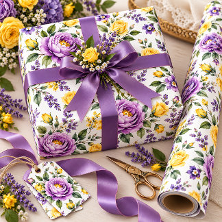 Eleganta yppiga lila peonior, gula rosor | presentpapper