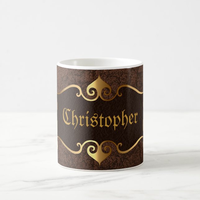 Elegantbrunt med den guld- ramen kaffemugg (Center)