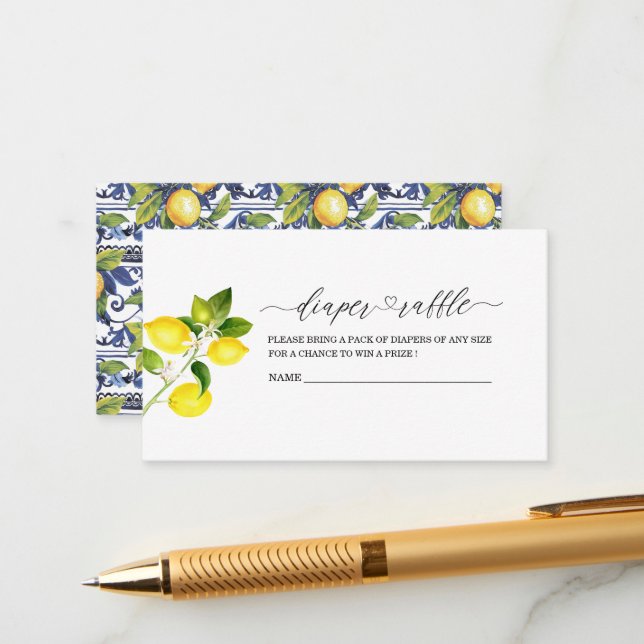 ElegantCitrus Lemon Watercolor babydusch Tilläggskort (Fram/Back In Situ)