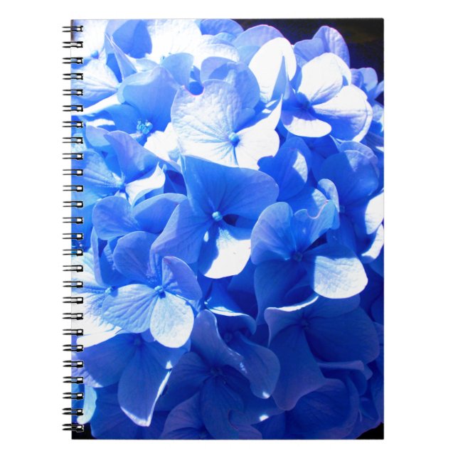 ElegantCobalt Blue blommigt elegant hydrangeas Anteckningsbok (Framsidan)