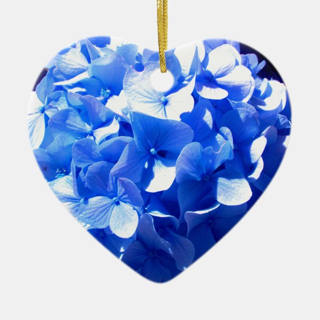 ElegantCobalt Blue blommigt elegant hydrangeas Julgransprydnad Keramik (Framsidan)