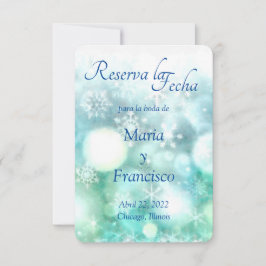 Elegante Acuarela Copo de Nieve Reserva la Fecha Spara Datumet