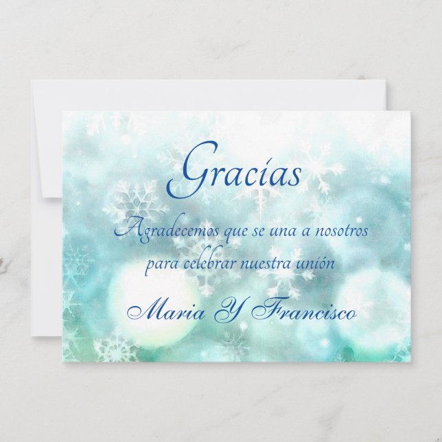 Elegante Acuarela Copo de Nieve Tarjeta de Gracias Tack Kort (Framsida)