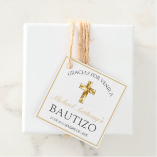 Elegante Bautizo de Bebé Blanco Dorado Gåvor Etiketter
