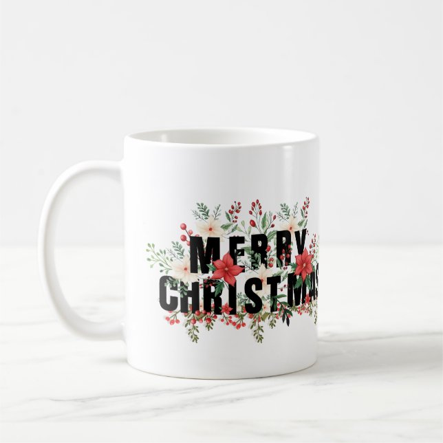 Elegante Black Typography God jul Kaffemugg (Vänster)