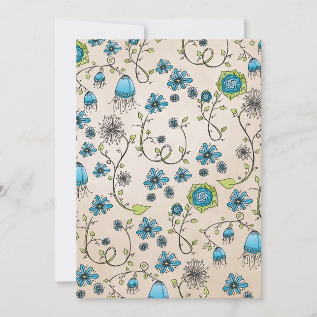 Elegante blauwe bloemen op beige achtergrond (Framsida)