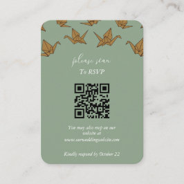 Elegante Boda de grúa de papel verde Tilläggskort