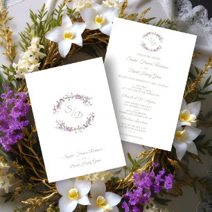 Elegante Boda Lilac Blommigt Garland Inbjudningar
