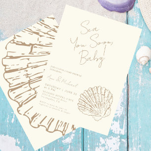 Elegante concha de clam marina pronto Moda Baby Sh Inbjudningar