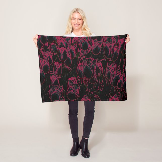 Elegante Decke mit Pinkem Blumenmuster Fleecefilt (På plats)