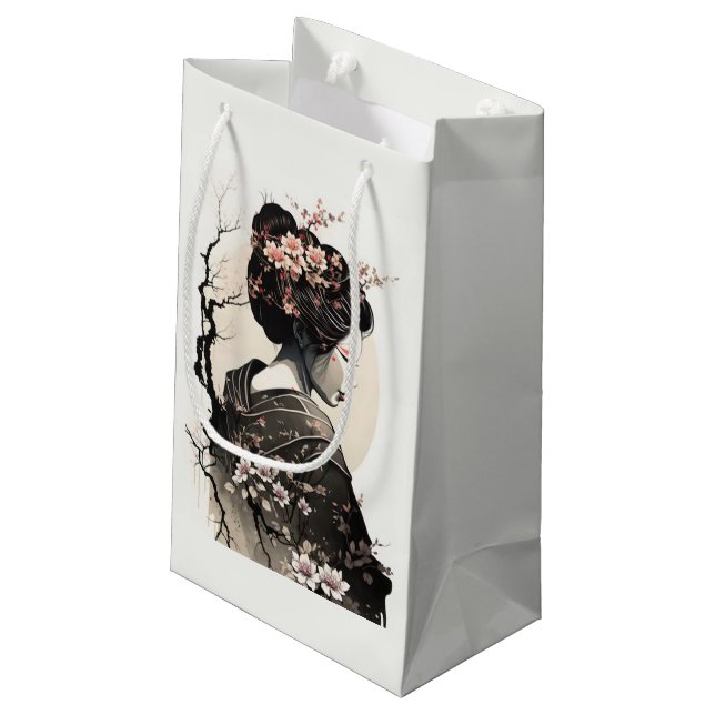 Elegante Geisha mit Kirschblüten -  (Baksidan Vinklad)