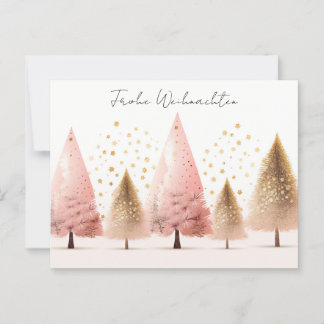 Elegante goldene und pinke Weihnachtsbäume Vykort