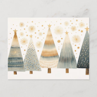 Elegante goldene Weihnachtsbäume  Vykort
