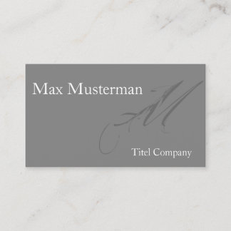 Elegante graue Monogramm Visitenkarte Visitkort