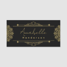 Elegante Guld & Black Namn bricka