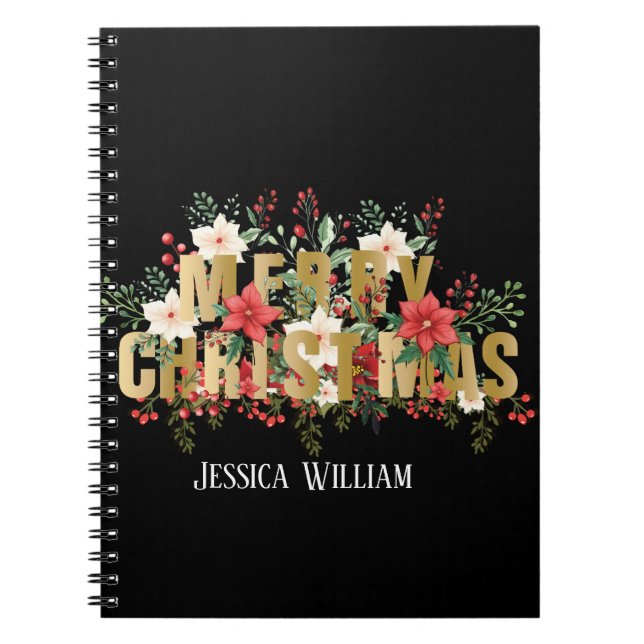 Elegante Guld Typography God jul Anteckningsbok (Framsidan)