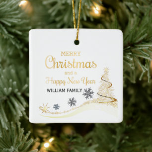 Elegante Guld Typography God jul Julgransprydnad Keramik