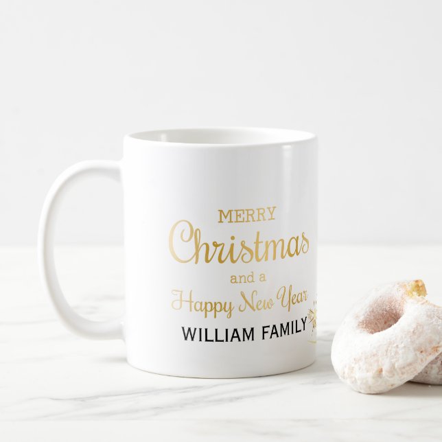 Elegante Guld Typography God jul Kaffemugg (Med munk)