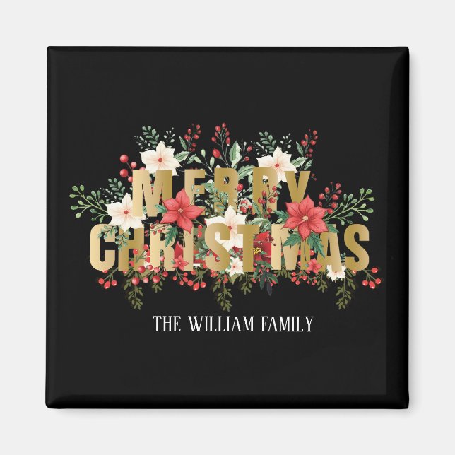 Elegante Guld Typography God jul Magnet (Framsidan)