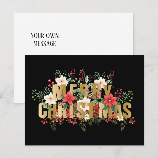 Elegante Guld Typography God jul Vykort (Fram/baksida)