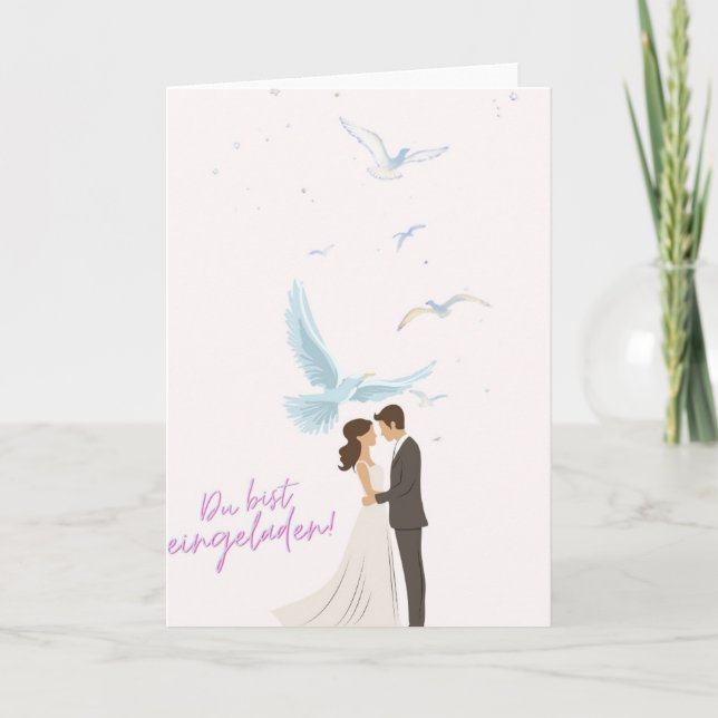 Elegante Hochzeitseinladung Du bist eingeladen! mi Kort (Framsida)