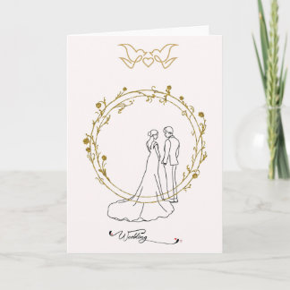 Elegante Hochzeitskarte Wedding mit Brautpaar im G Kort