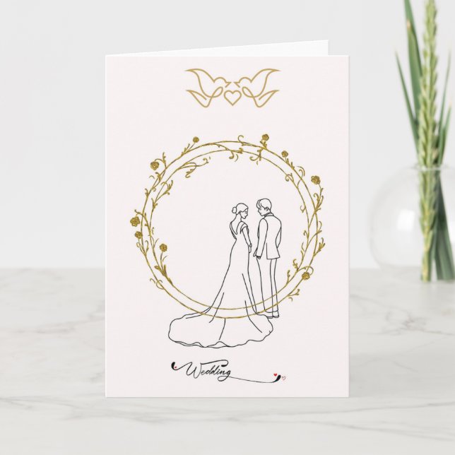 Elegante Hochzeitskarte Wedding mit Brautpaar im G Kort (Framsida)