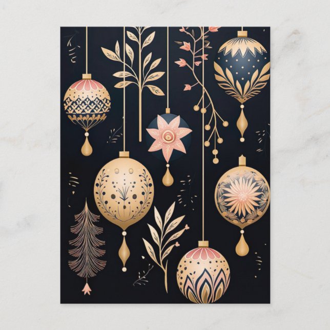 Elegante Illustration von Weihnachtsbaumkugeln  Vykort (Framsida)