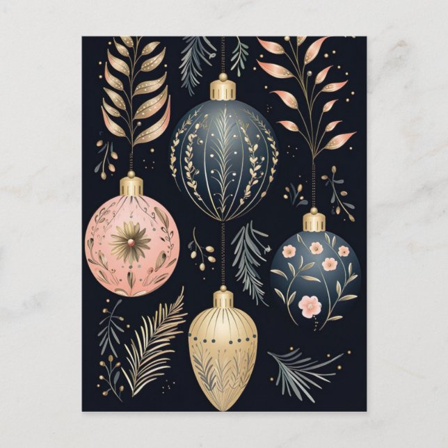 Elegante Illustration von Weihnachtsbaumkugeln  Vykort (Framsida)
