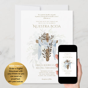 Elegante Invación De Boda Católica Bilingüe Inbjudningar