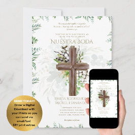 Elegante Invación De Boda Católica Bilingüe Inv Inbjudningar